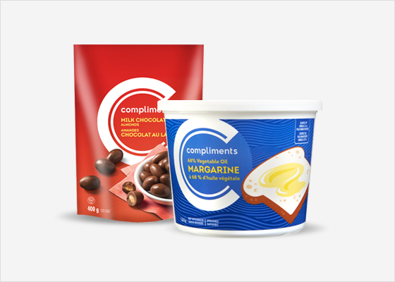 Compliments Milk Chocolate Almonds and Compliments Margarine