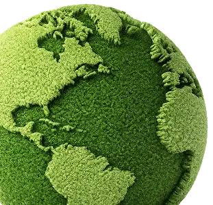 A green grass-textured planet Earth.
